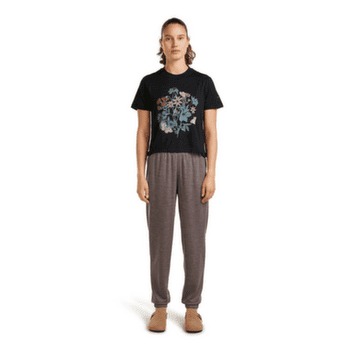 Koszulka z krótkim rękawem Icebreaker Merino 150 Tech Lite SS Crop Tee NZ Flora Women BLACK