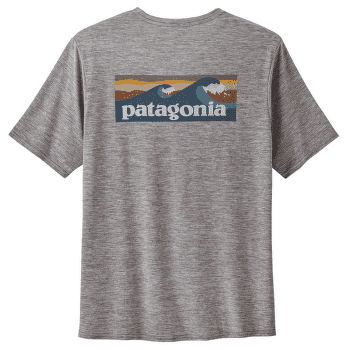 Koszulka z krótkim rękawem Patagonia Cap Cool Daily Graphic Shirt - Waters Boardshort Logo Abalone Blue: Feather Grey