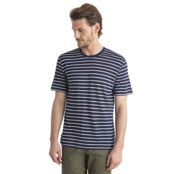 Koszulka z krótkim rękawem Icebreaker Merino Drayden SS Tee Stripe Men MIDNIGHT NAVY/SNOW/S