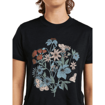Koszulka z krótkim rękawem Icebreaker Merino 150 Tech Lite SS Crop Tee NZ Flora Women BLACK