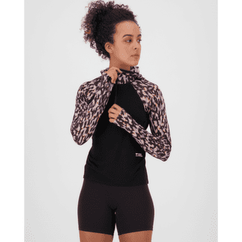 Koszulka z długim rękawem Mons Royale Bella Merino Long Sleeve Hood Women Rock Leopard/Black