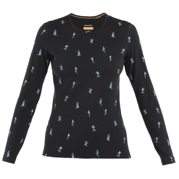Koszulka z długim rękawem Icebreaker Merino 200 Oasis LS Crewe Ski Day Women BLACK/AOP