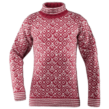 Sweter Devold Svalbard Sweater High Neck Men 207A HINDBERRY/OFFWHITE