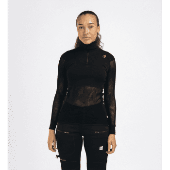 Koszulka z długim rękawem Aclima WoolNet Polo W/Zip Women Jet Black