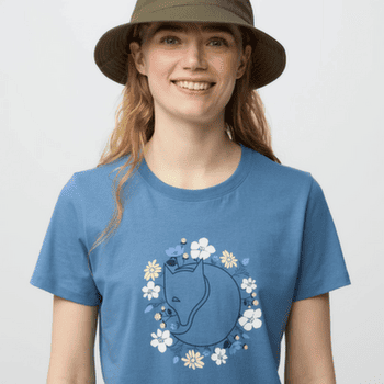 Koszulka z krótkim rękawem Fjällräven FJÄLLBLOMSTER FOX T-SHIRT WOMEN Dawn Blue