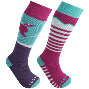 Podkolanówki Lorpen T1 MERINO KIDS SKI 2PACK ECO 2336 BERRY