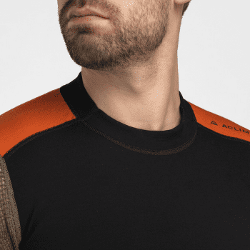 Koszulka z długim rękawem Aclima WoolNet Hiking Crew Neck shirt Men Jet Black/Tarmac/Gold Flame