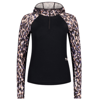 Koszulka z długim rękawem Mons Royale Bella Merino Long Sleeve Hood Women Rock Leopard/Black