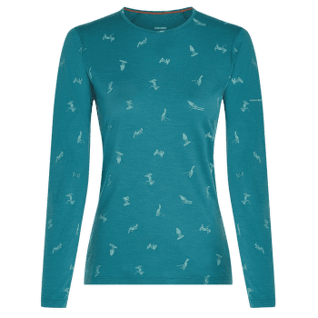 Koszulka z długim rękawem Icebreaker Merino 200 Oasis LS Crewe Ski Day Women TOPAZ/HYDRO/AOP