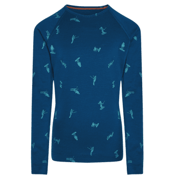 Koszulka z długim rękawem Icebreaker Merino 200 Oasis LS Crewe Snow Day Kids ATLANTIS/TOPAZ/AOP