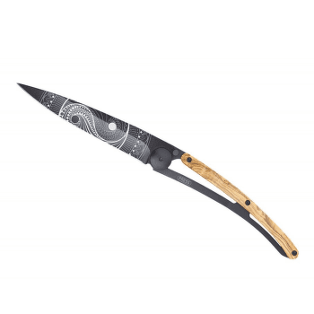 Nóż Deejo Tattoo Black 37g olive wood Yin a Yang