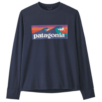 Koszulka z długim rękawem Patagonia Long-Sleeved Cap Silkweight T-Shirt Kids Boardshort Logo: New Navy