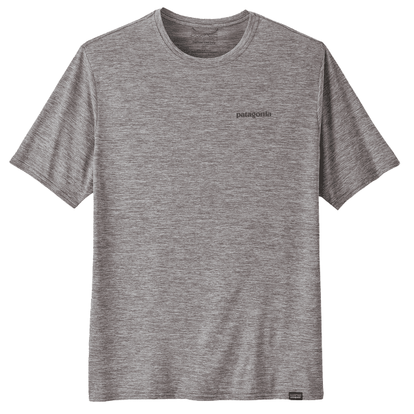 Koszulka z krótkim rękawem Patagonia Cap Cool Daily Graphic Shirt - Waters Boardshort Logo Abalone Blue: Feather Grey