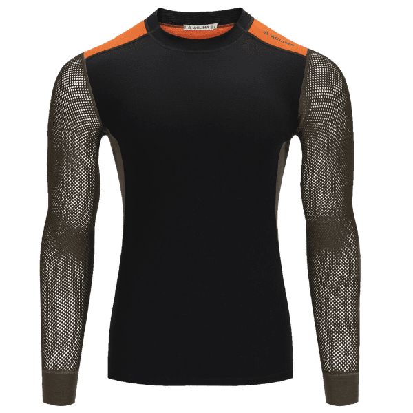 Koszulka z długim rękawem Aclima WoolNet Hiking Crew Neck shirt Men Jet Black/Tarmac/Gold Flame