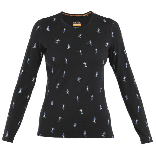 Koszulka z długim rękawem Icebreaker Merino 200 Oasis LS Crewe Ski Day Women BLACK/AOP