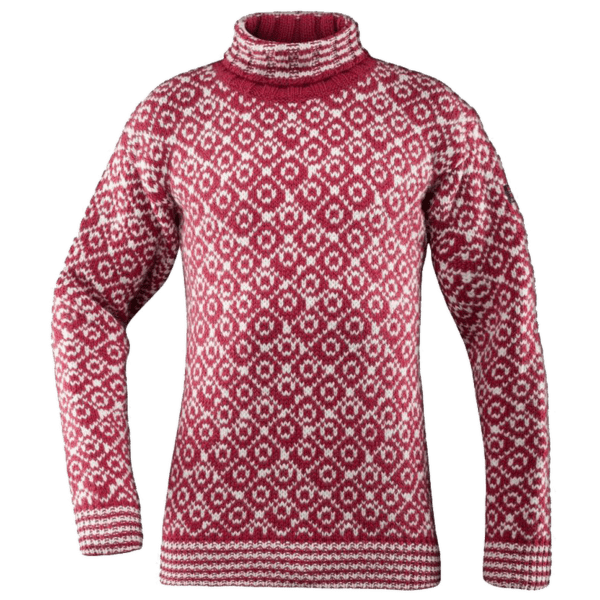 Sweter Devold Svalbard Sweater High Neck Men 207A HINDBERRY/OFFWHITE