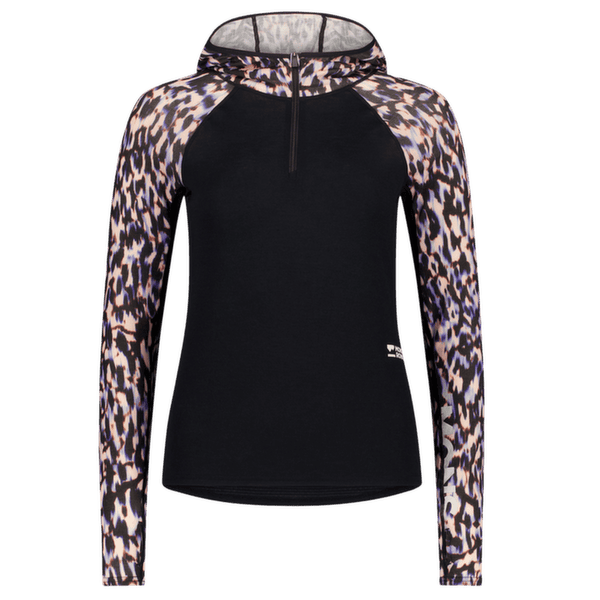 Koszulka z długim rękawem Mons Royale Bella Merino Long Sleeve Hood Women Rock Leopard/Black