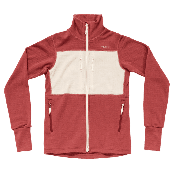 Bluza Devold Egga Grid Merino Jacket Women 753B  MARSALA/RAW WHITE