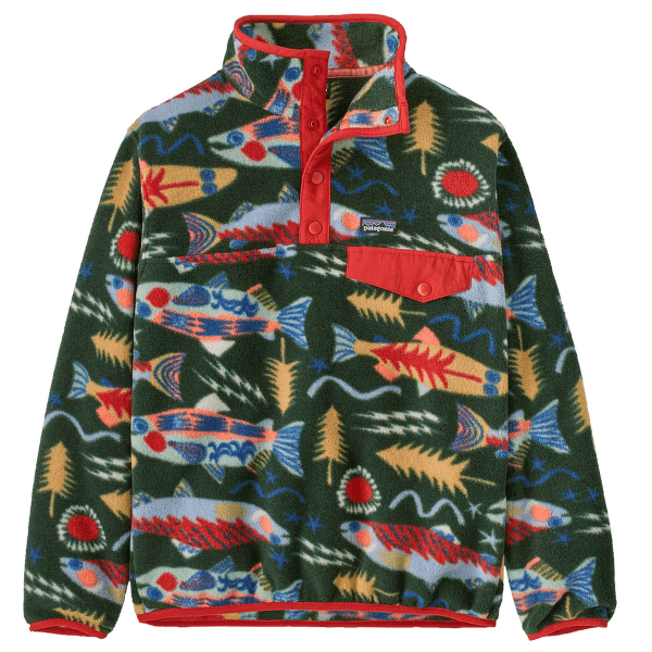 Bluza Patagonia Lightweight Synch Snap-T Pullover Kids Salmon Energy: Old Growth Green
