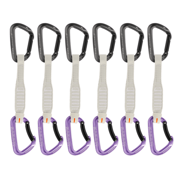 Expresy kompletne Mammut Workhorse Keylock 17 cm 6-Pack Quickdraws Straight Gate/Bent Gate Key Lock grey-alpine