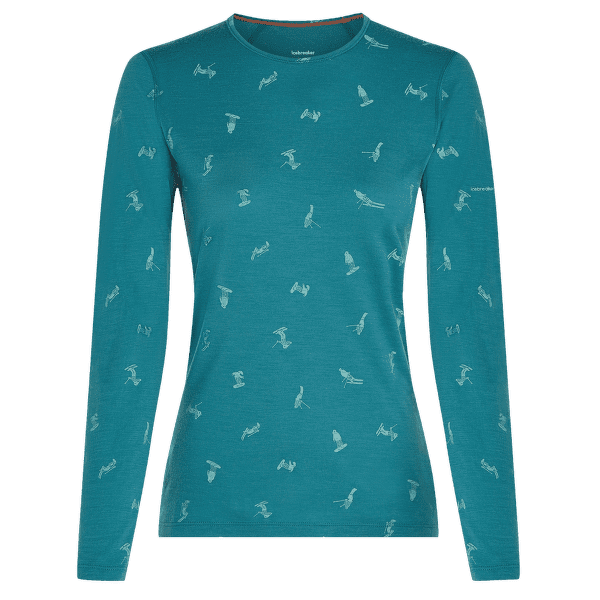 Koszulka z długim rękawem Icebreaker Merino 200 Oasis LS Crewe Ski Day Women TOPAZ/HYDRO/AOP